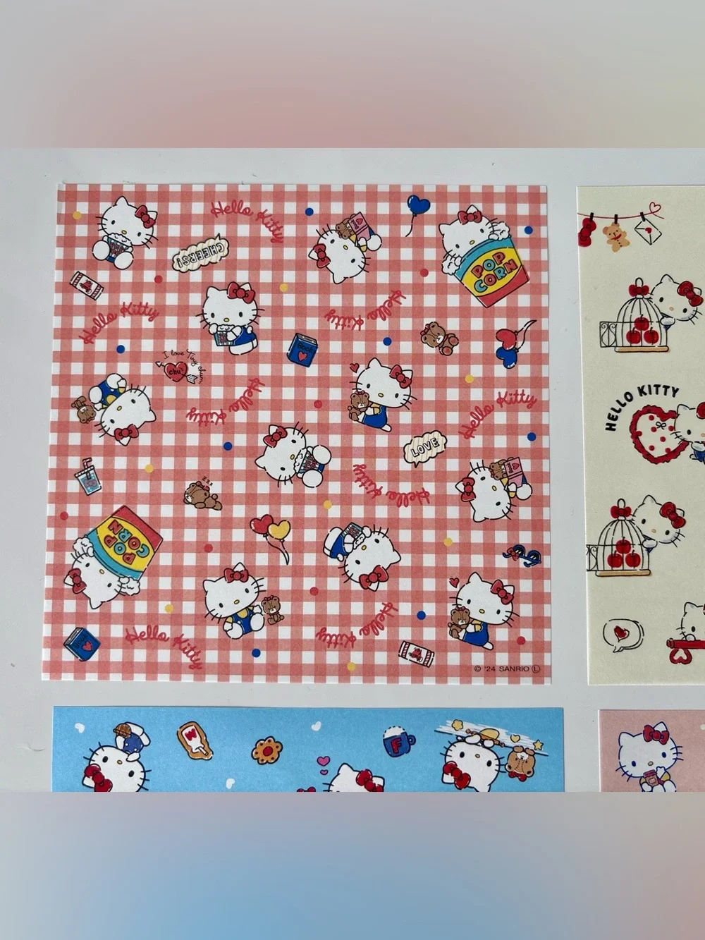 Hello Kitty Kawaii Hearts Bows Decorative Origami Paper Set of 4 Designs NWT